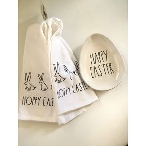 RAE DUNN 🐰Hoppy Easter🐰Towel/🥚Happy Easter🥚Set